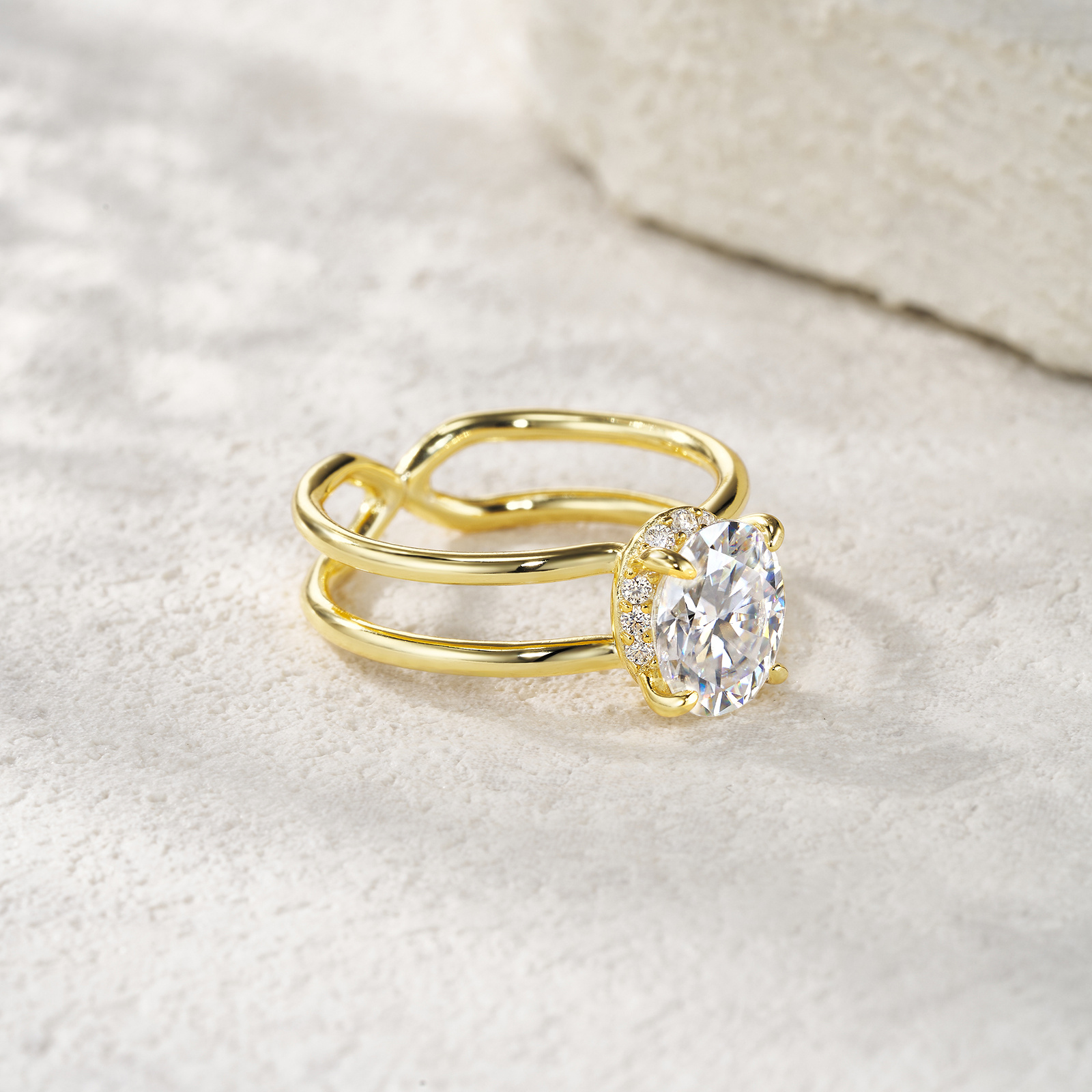 Women's Elegant 925 Silver Moissanite Couple's Ring Set, Wedding Band